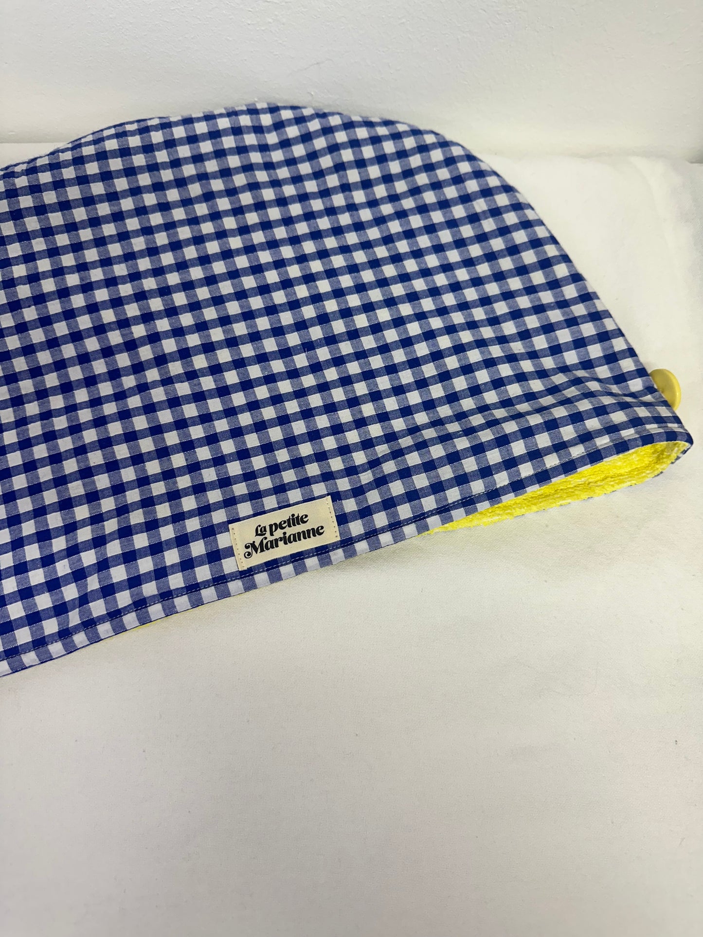 Serviette cheveux vichy bleu