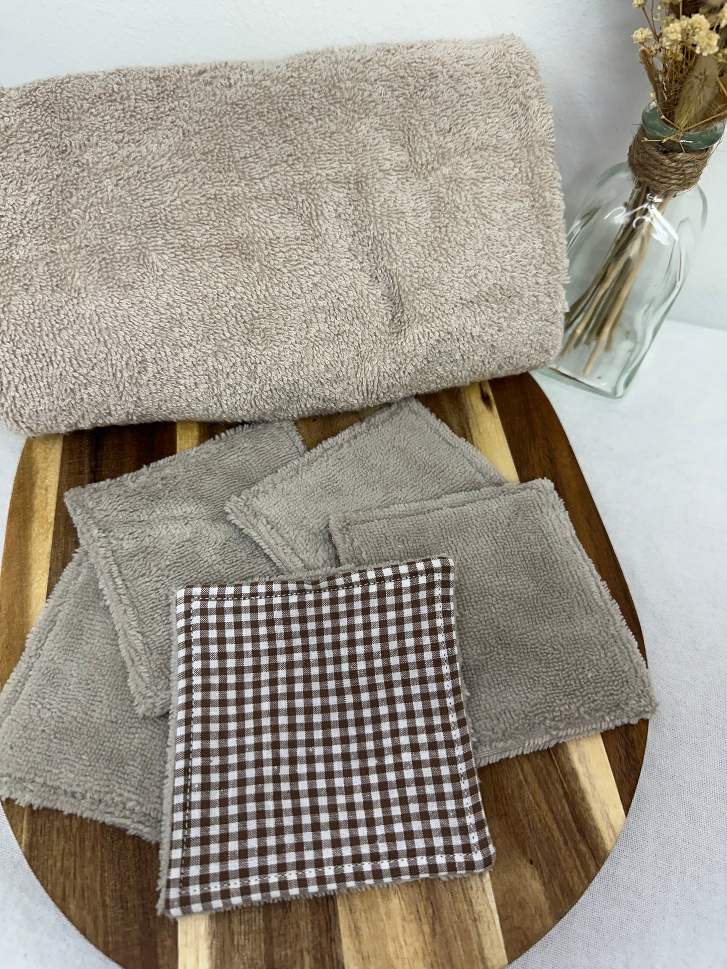 Lot de 5 cotons vichy marron - taille 1