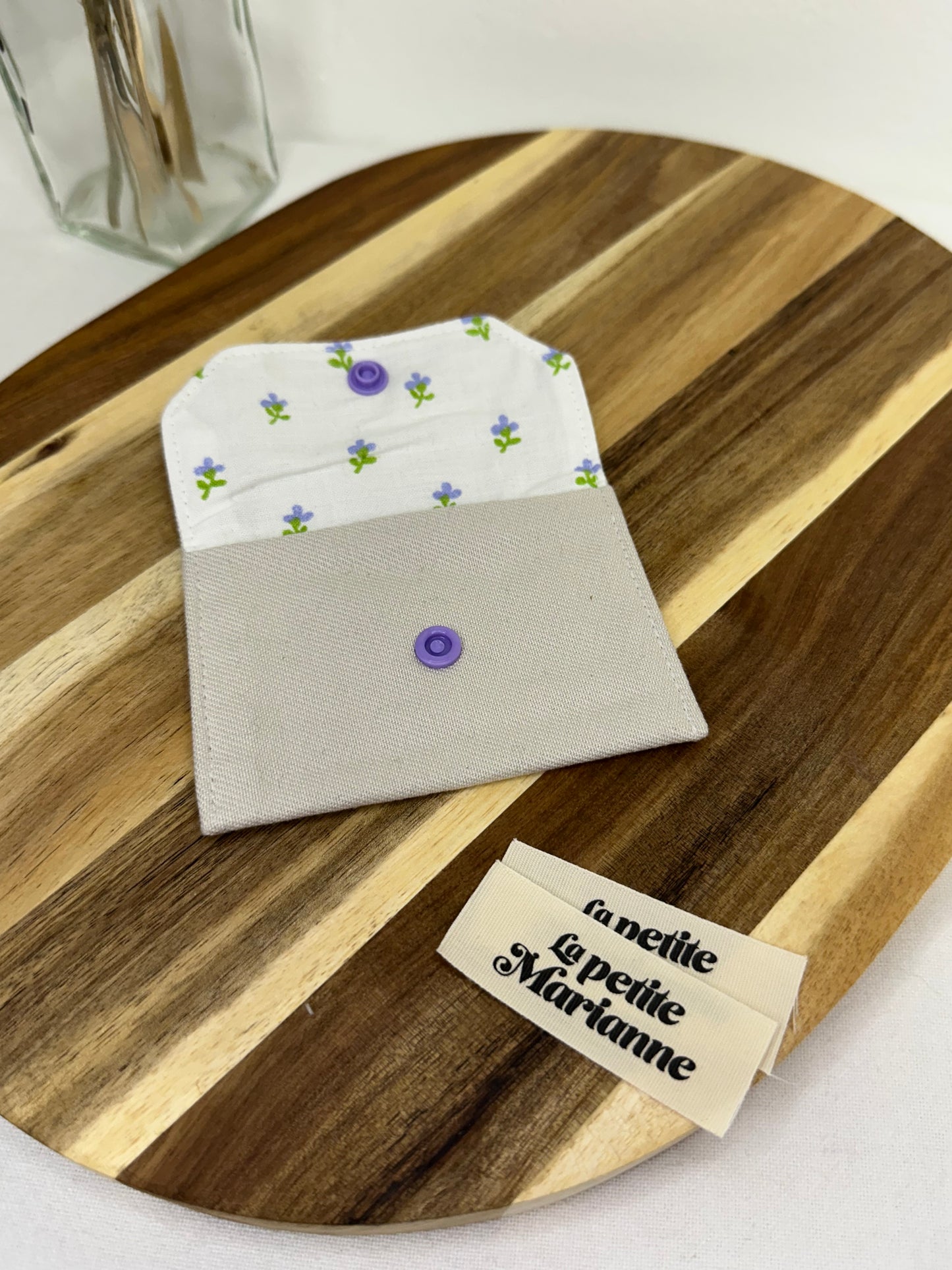 Porte-cartes en jean beige