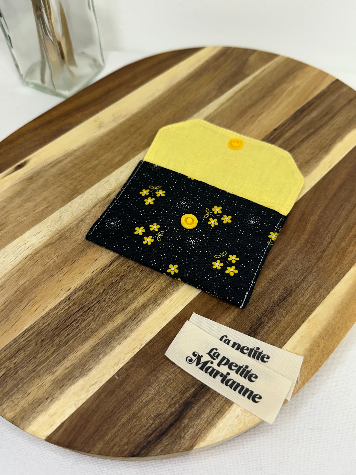 Yellow floral card holder