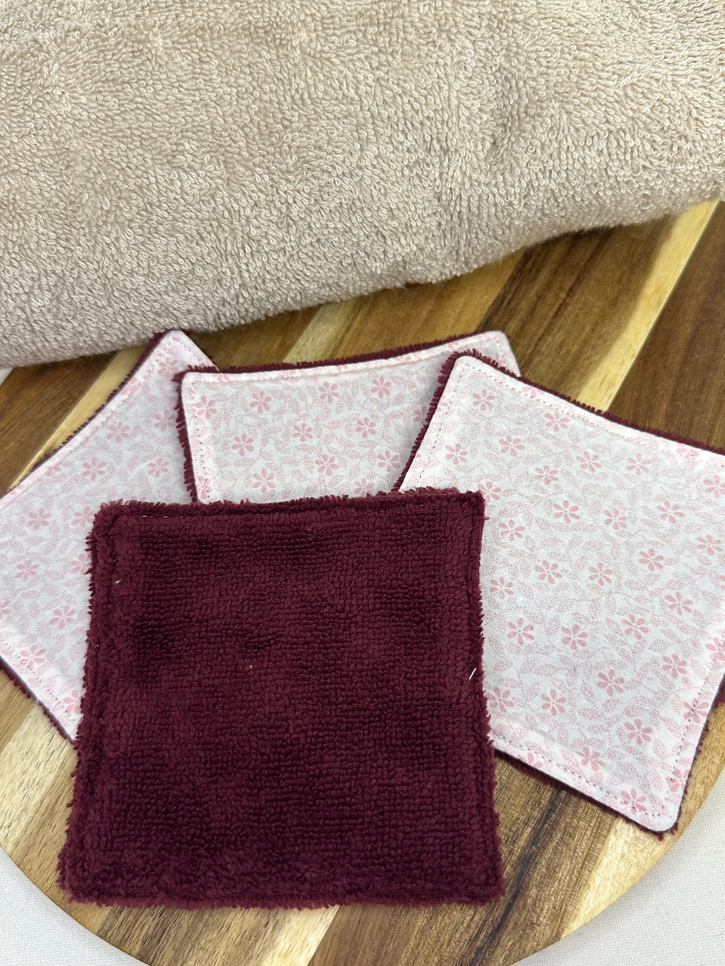 Set of 5 washable pink floral cotton pads