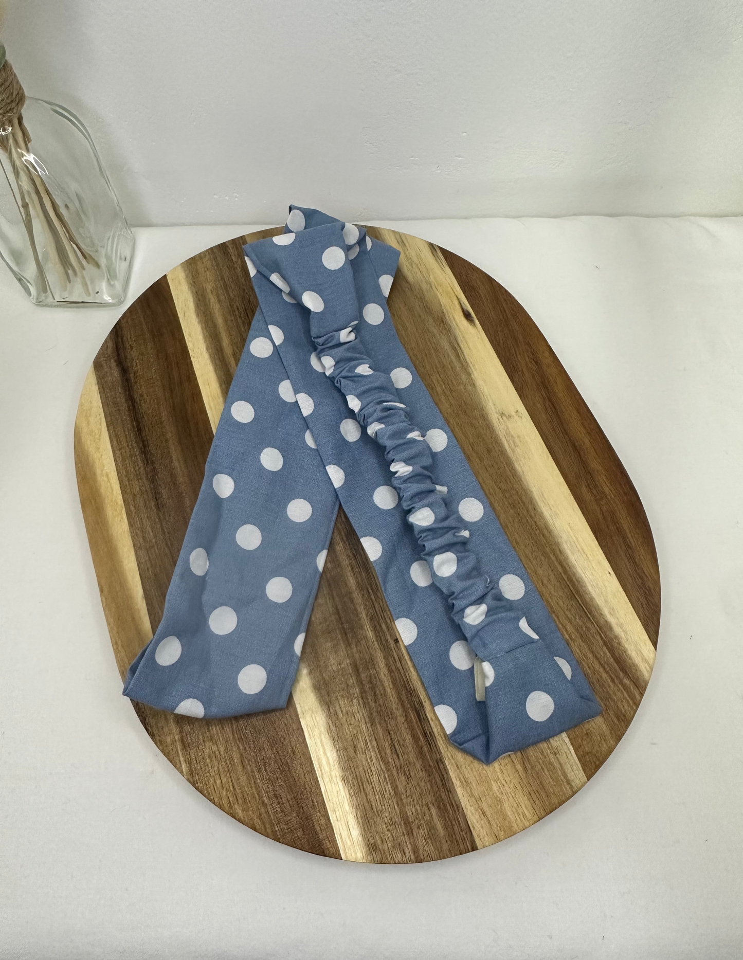 Bandeau bleu gris à pois