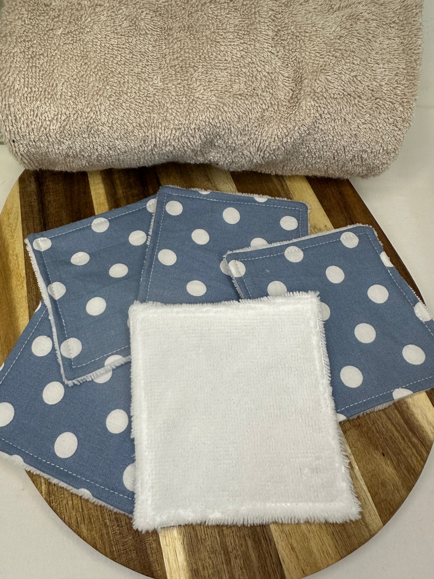Lot de 5 cotons lavables bleus-gris à pois - taille 1