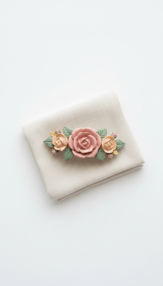 Barrette Rose Blush motif floral