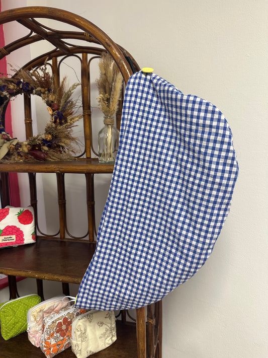Serviette cheveux vichy bleu