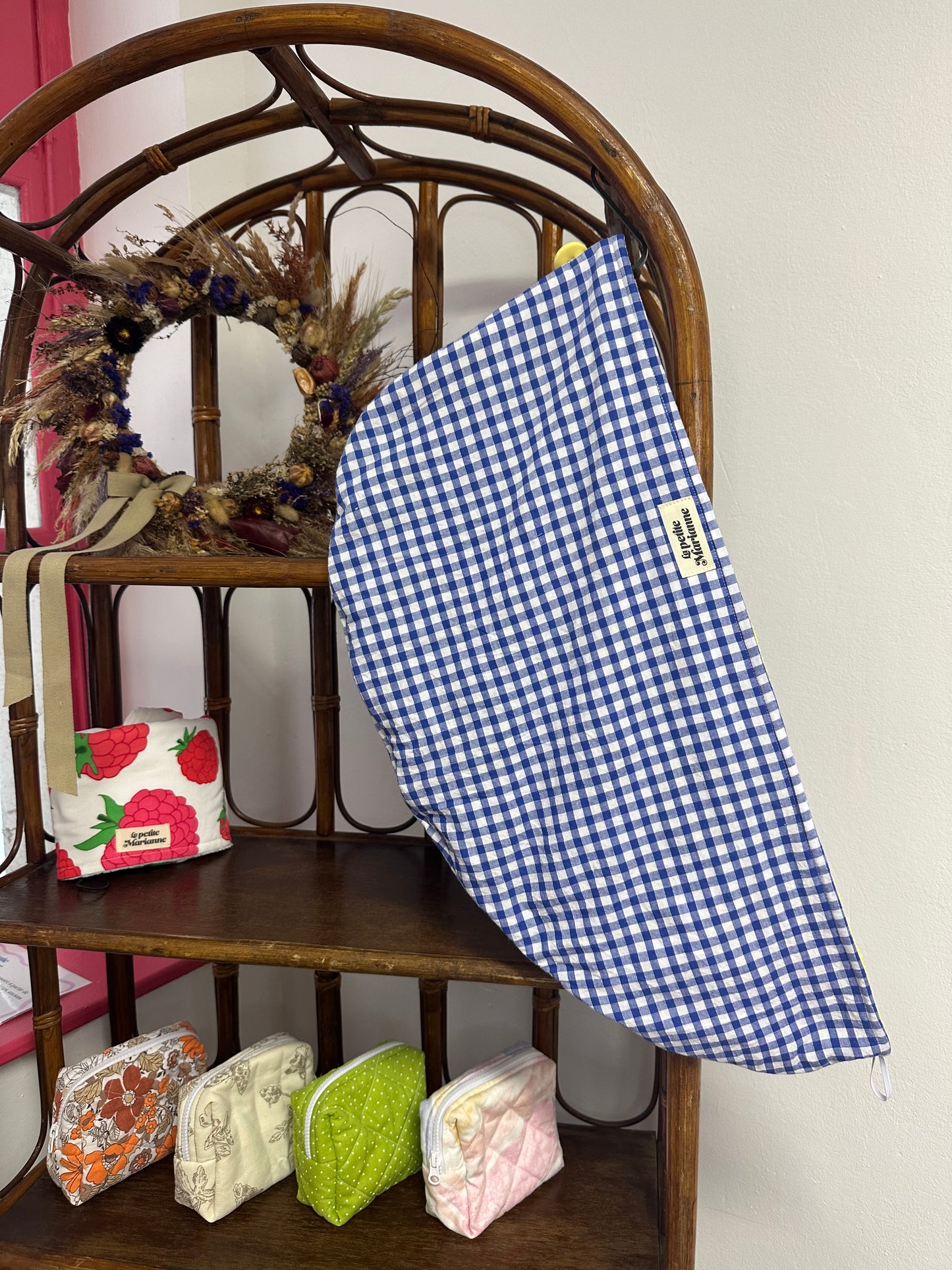 Serviette cheveux vichy bleu