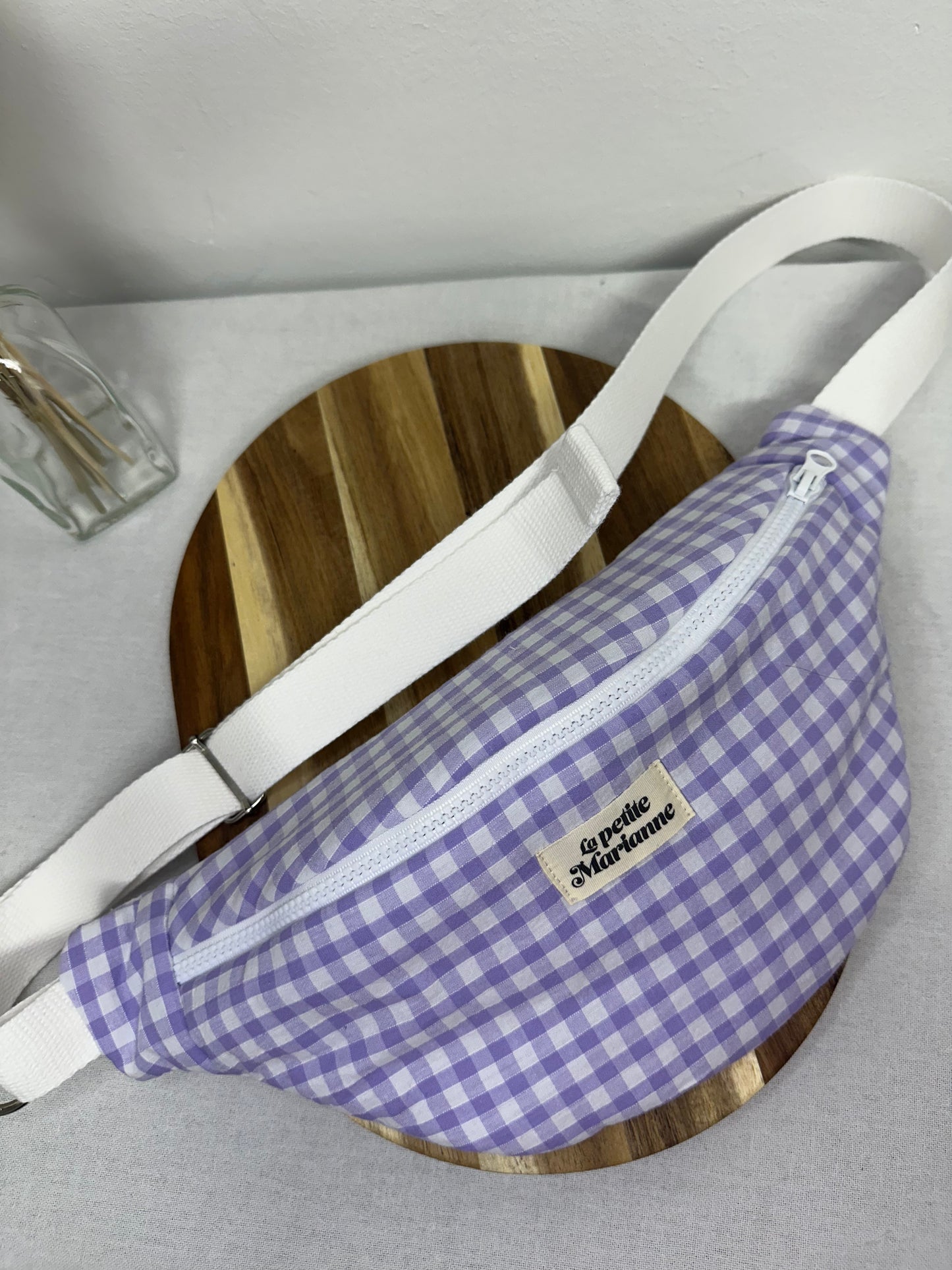 Sac banane vichy mauve
