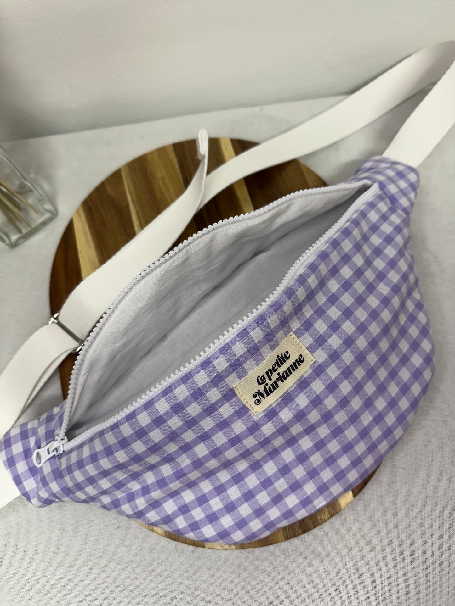 Sac banane vichy mauve