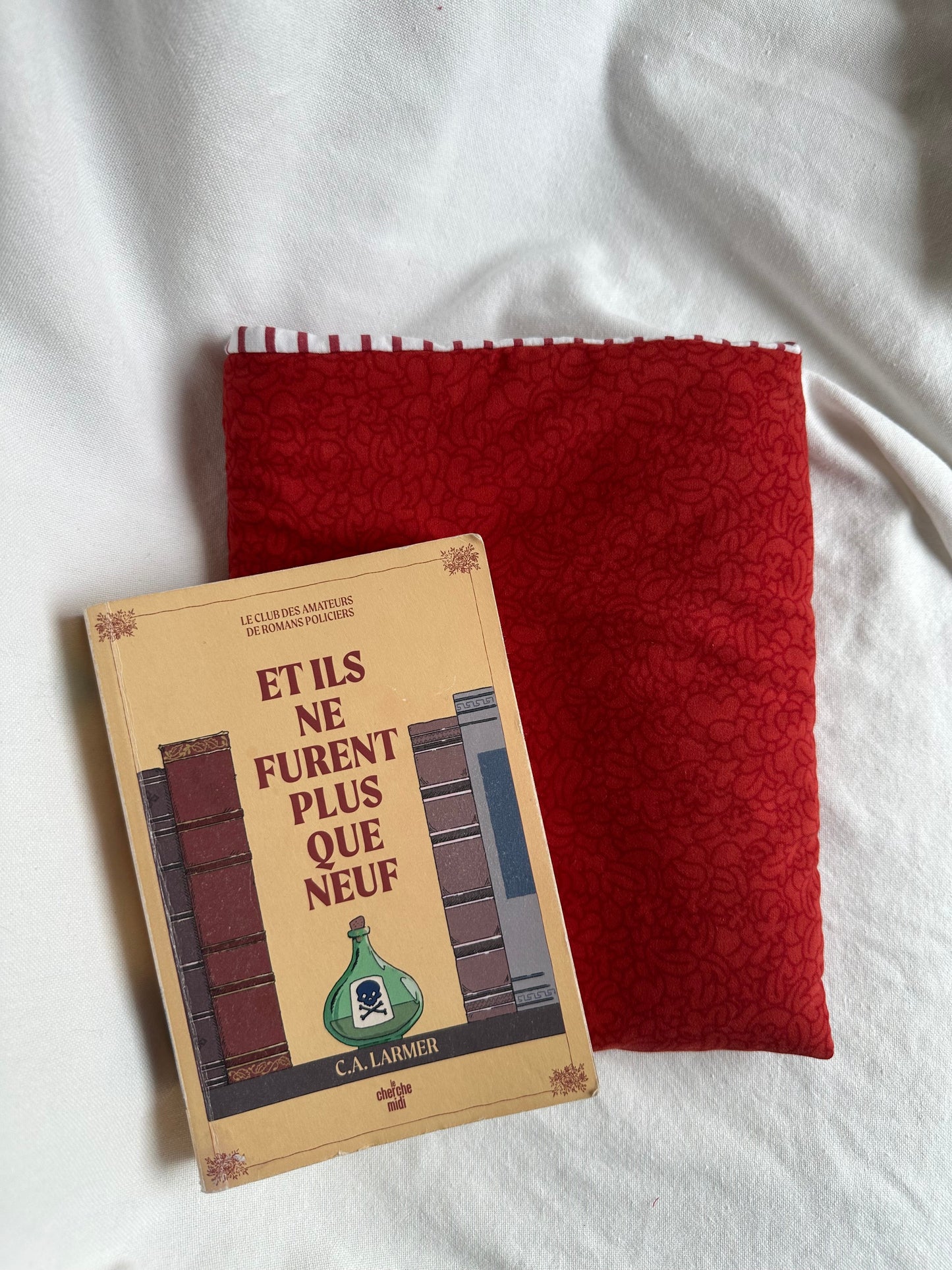 Red floral paperback book sleeve