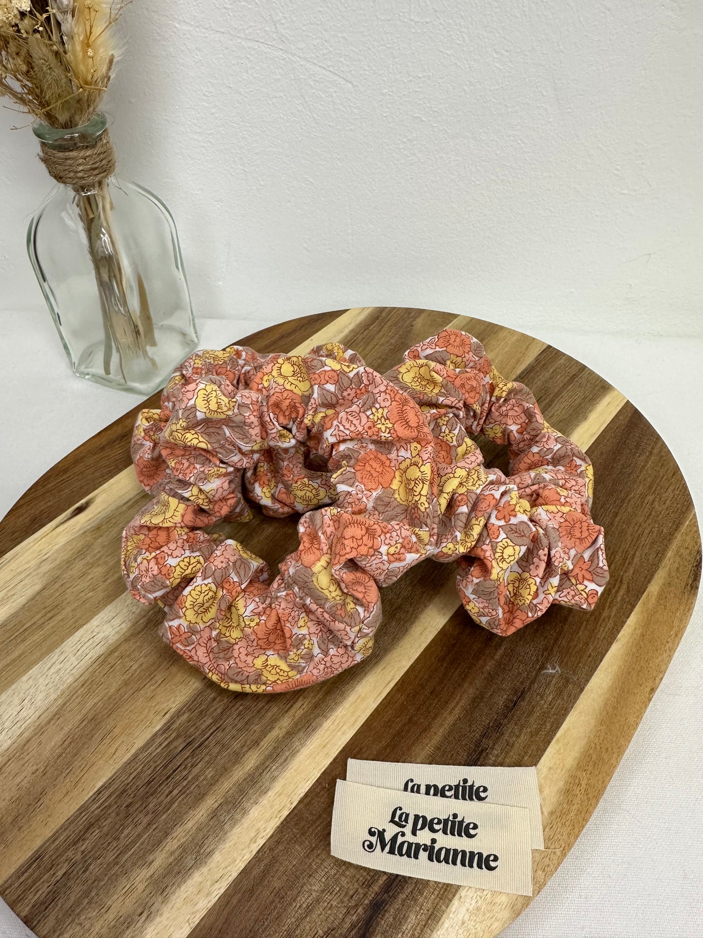 Chouchou floral orange