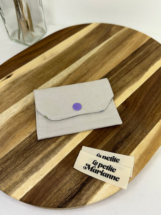 Porte-cartes en jean beige