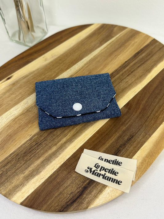 Porte-carte en jean et pois