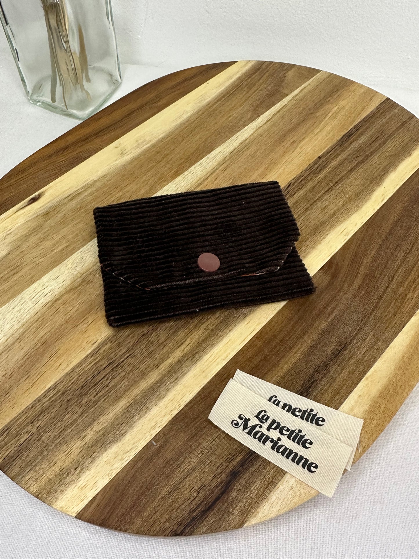 Porte-cartes une velours marron