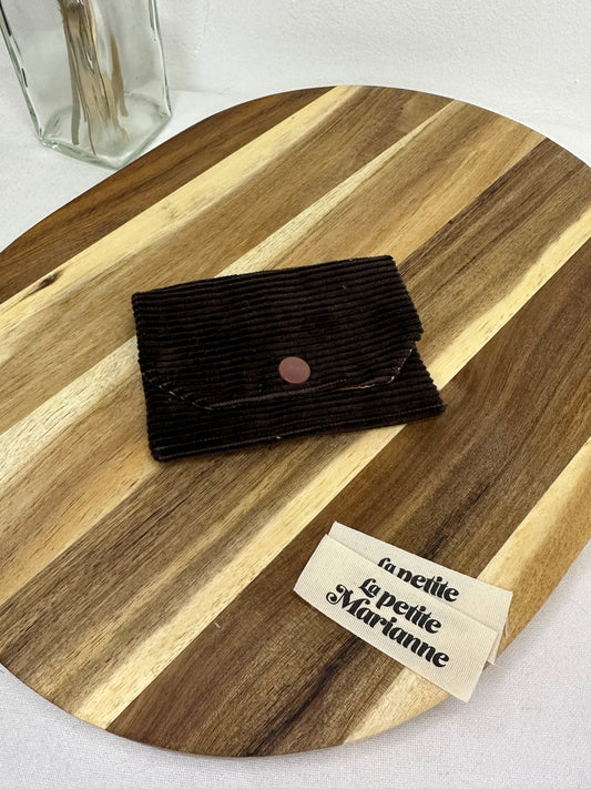 Porte-cartes une velours marron