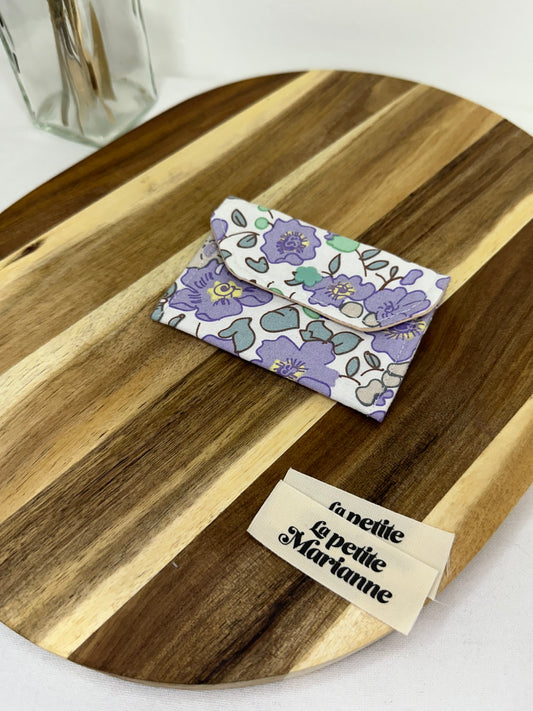Porte-cartes floral mauve