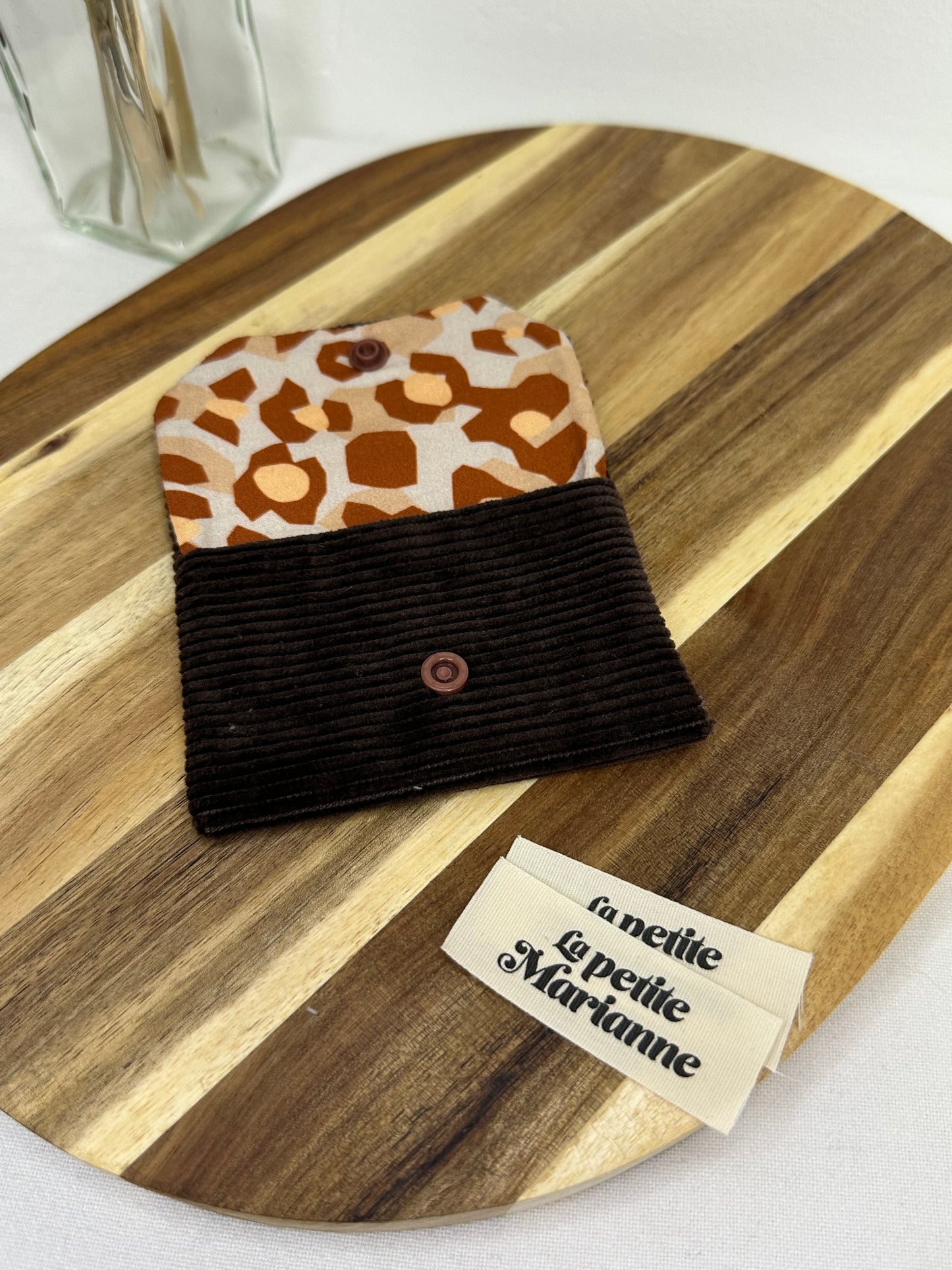 Porte-cartes une velours marron