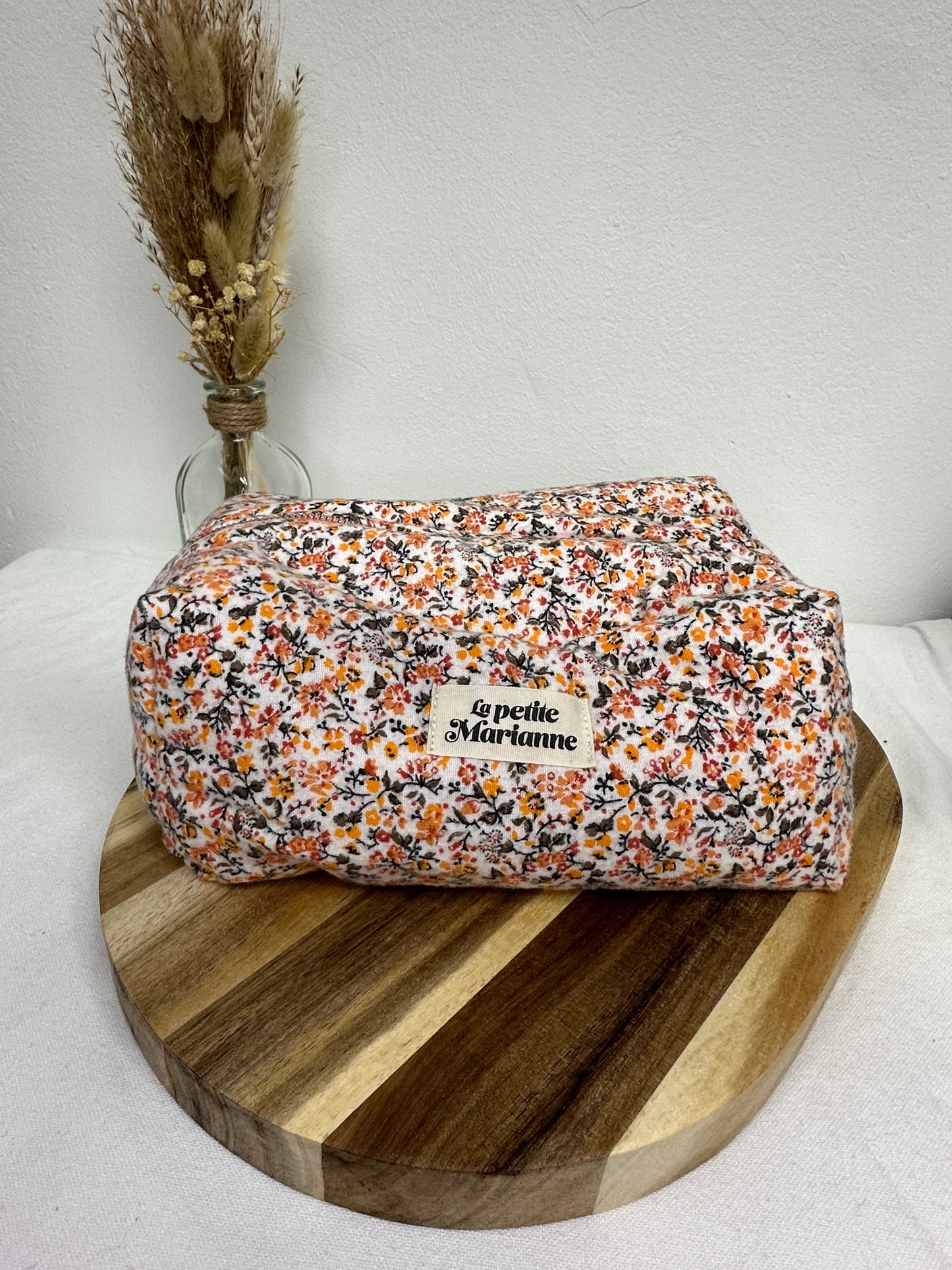 Trousse de toilette à fleurs oranges