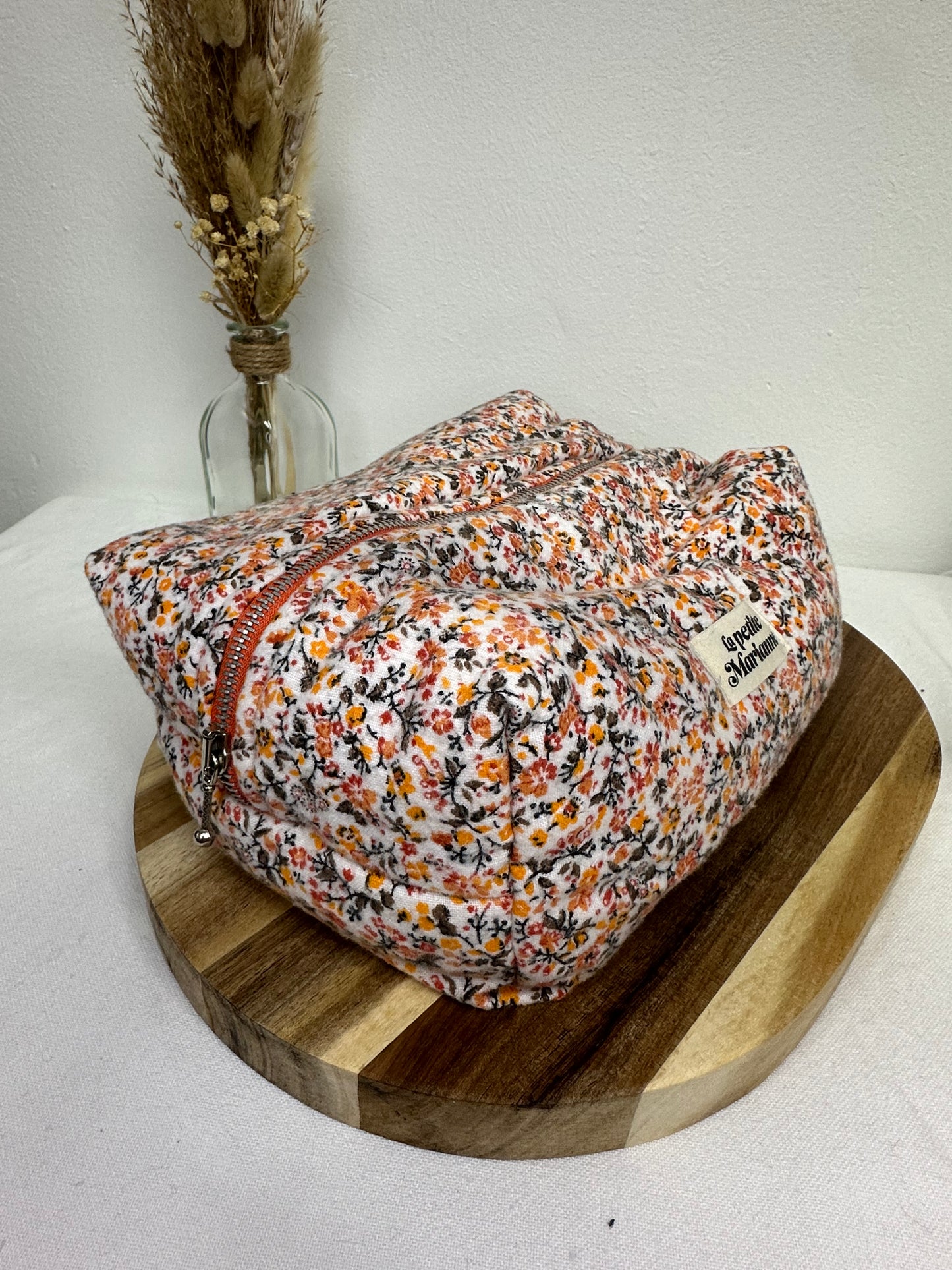 Trousse de toilette à fleurs oranges
