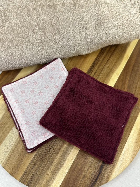 Lot de 5 cotons lavables petites fleurs roses