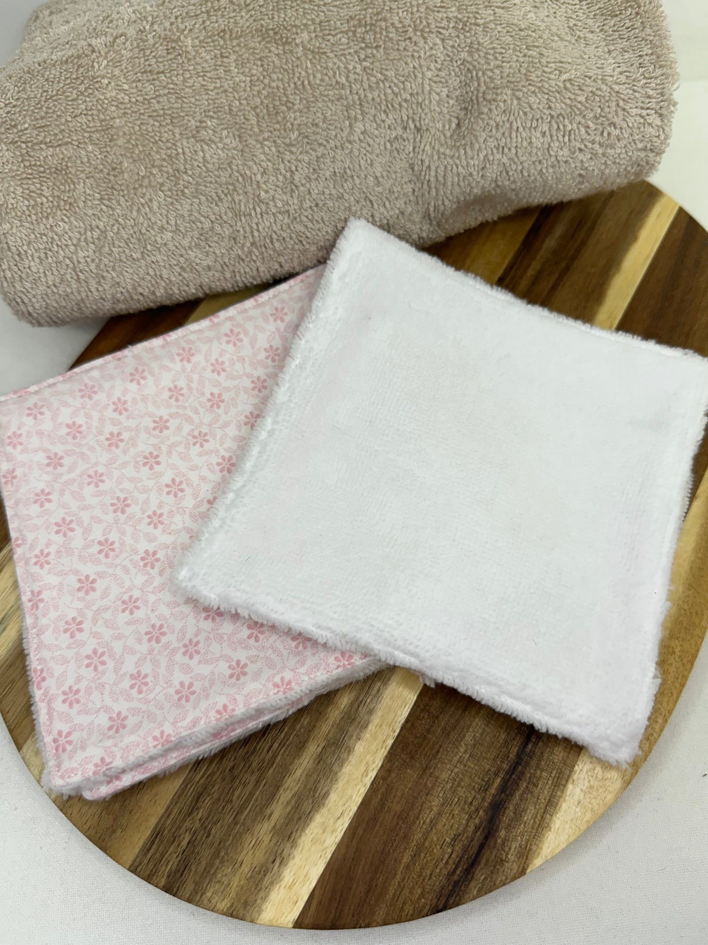 Lot de 5 cotons lavables petites fleurs roses