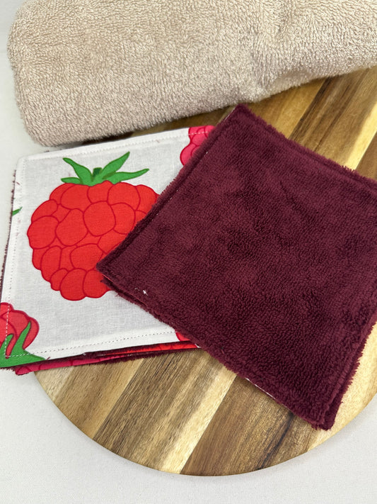 Lot de 5 cotons lavables Framboises