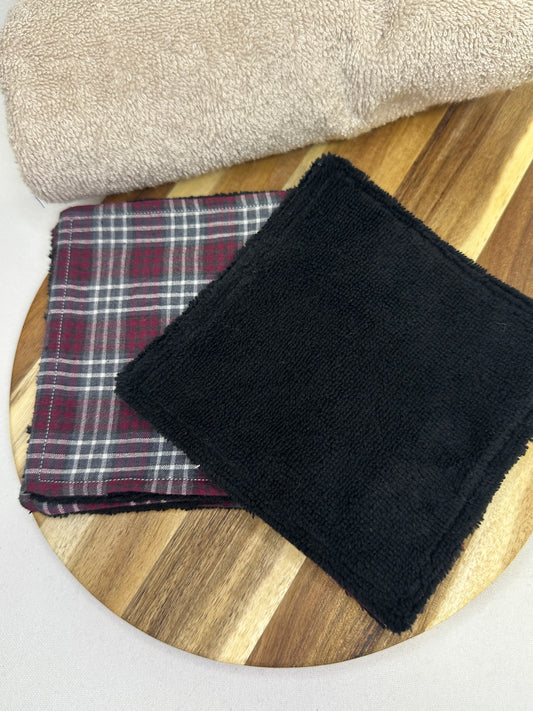 Pack of 5 reusable tartan cotton pads