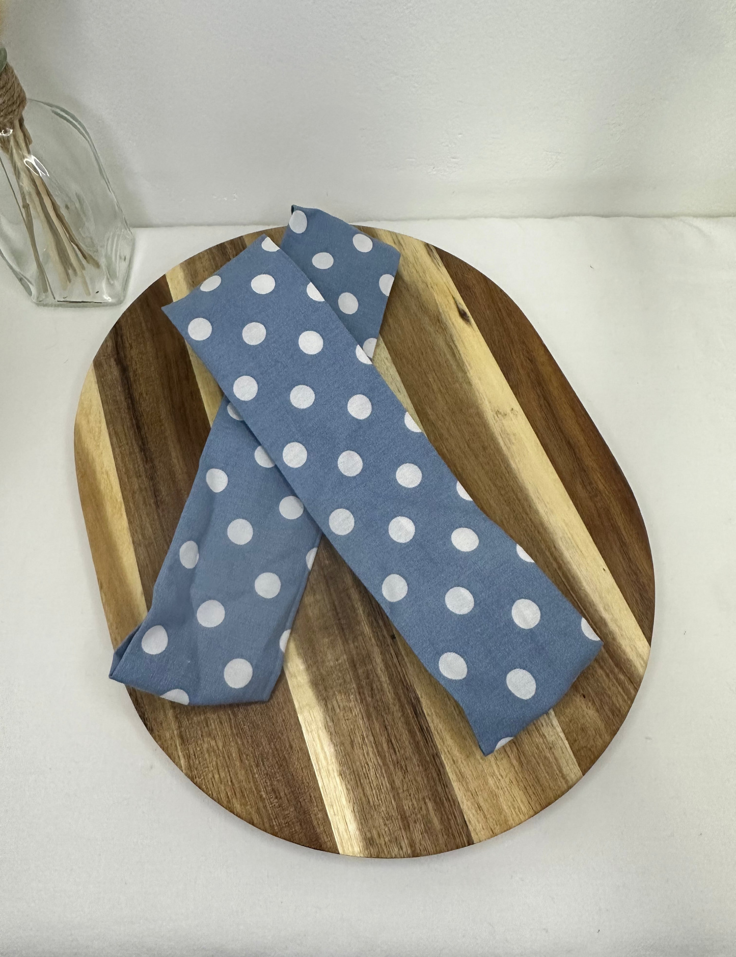 Bandeau bleu gris à pois