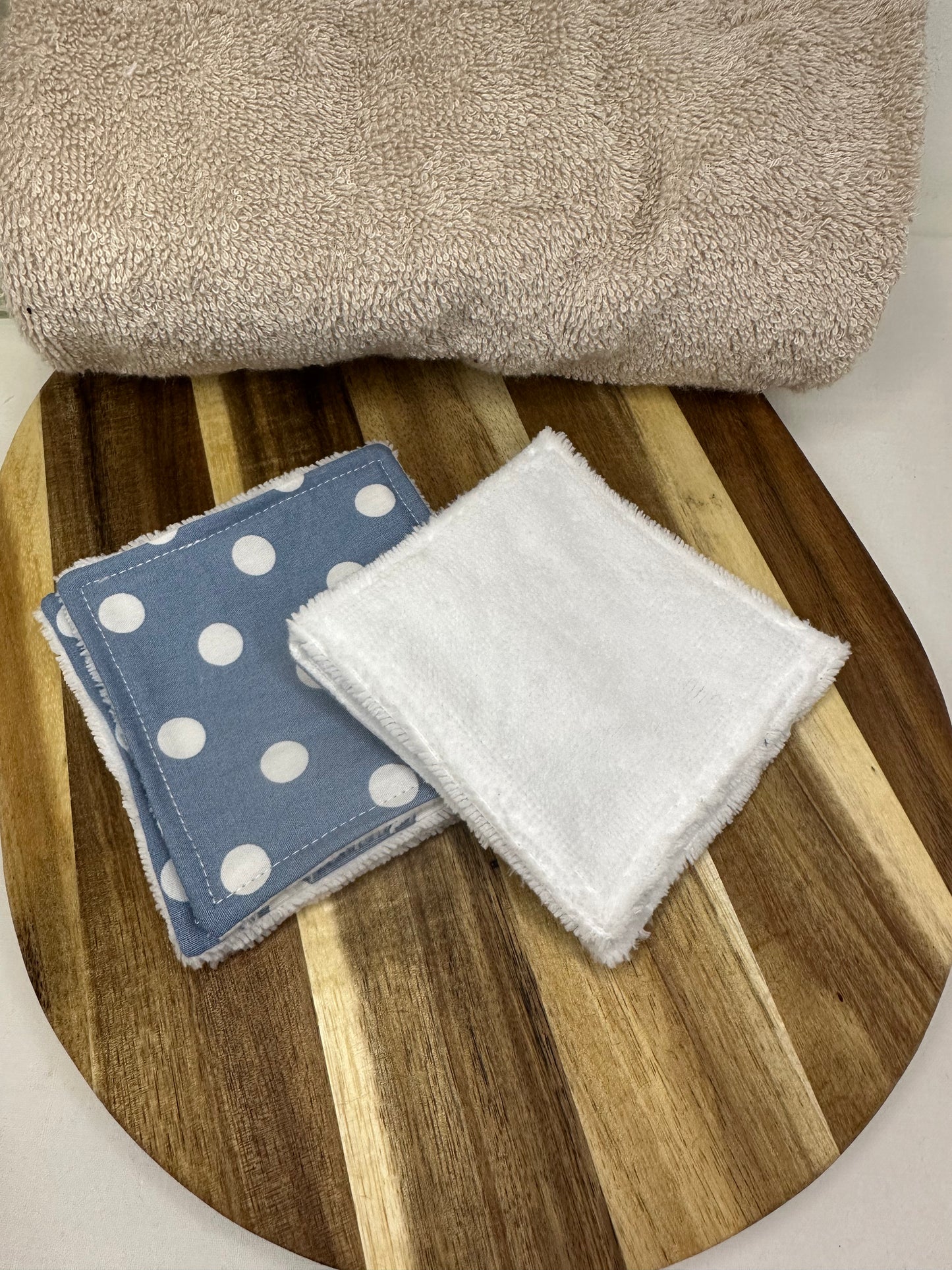 Lot de 5 cotons lavables bleus-gris à pois - taille 1
