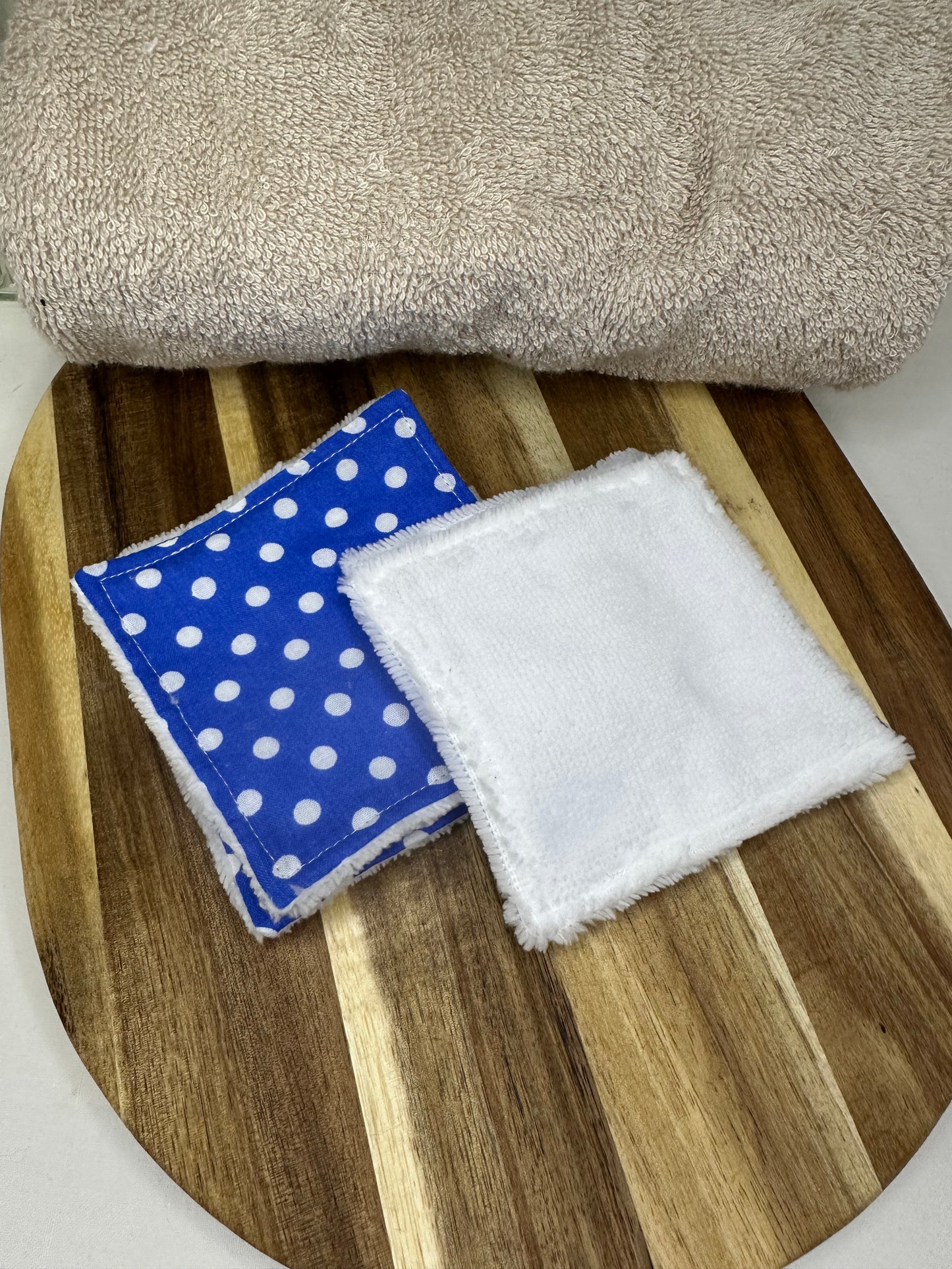 Lot de 5 cotons lavables bleus à pois blancs - taille 1