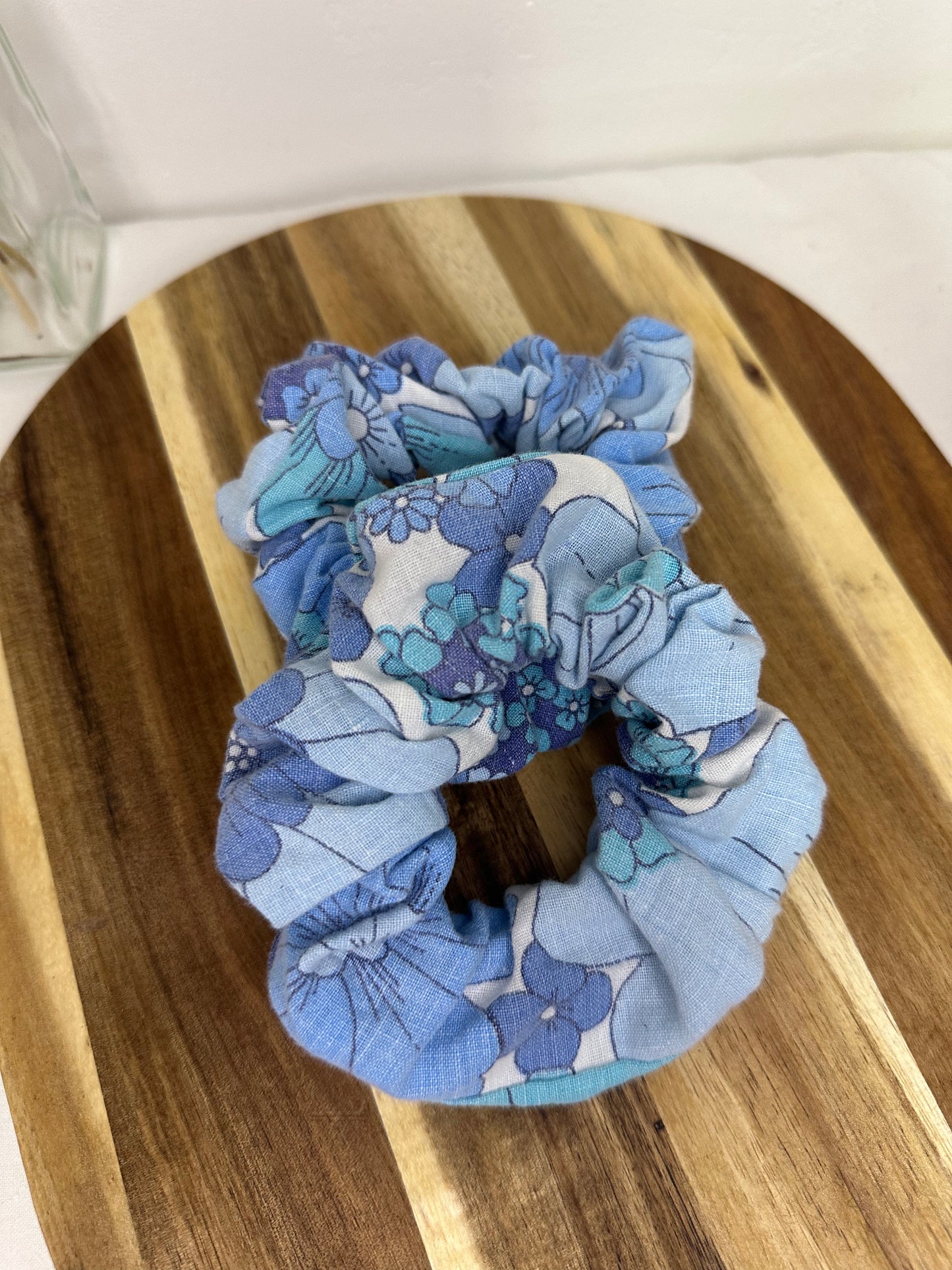 Chouchou fleurs vintages bleues