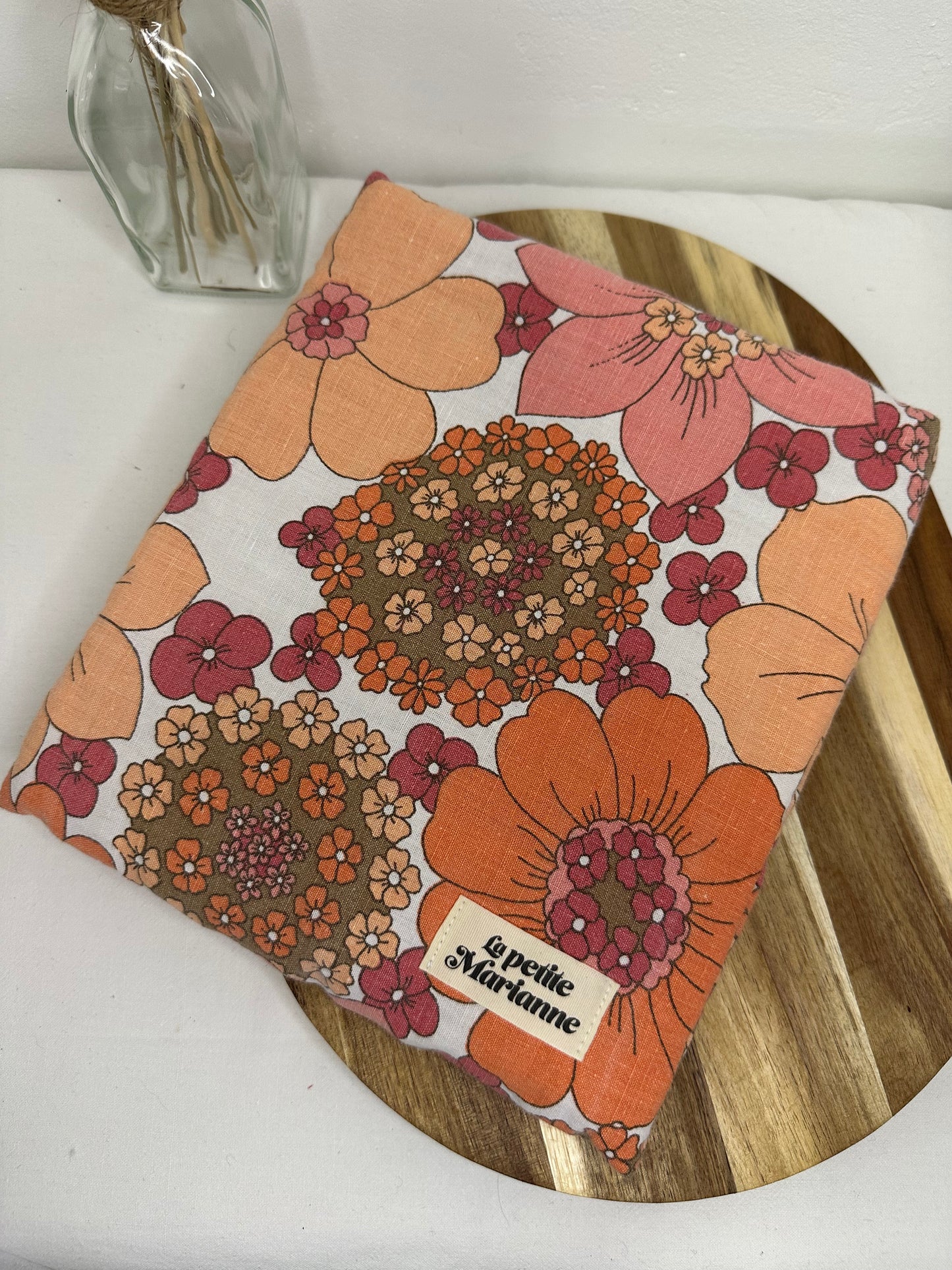 Housse à livre broché Fleurs vintages oranges