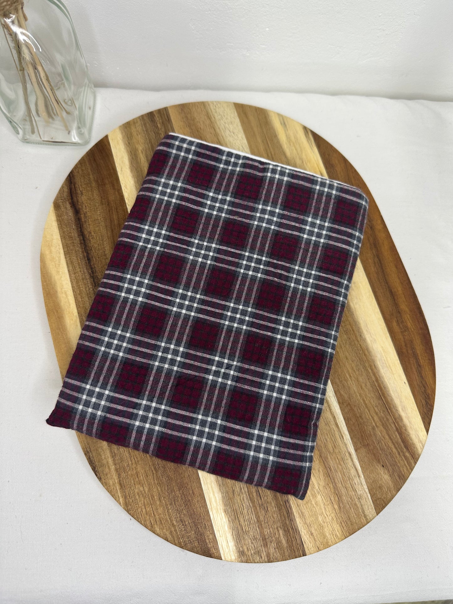 Housse à livre poche tartan bordeaux